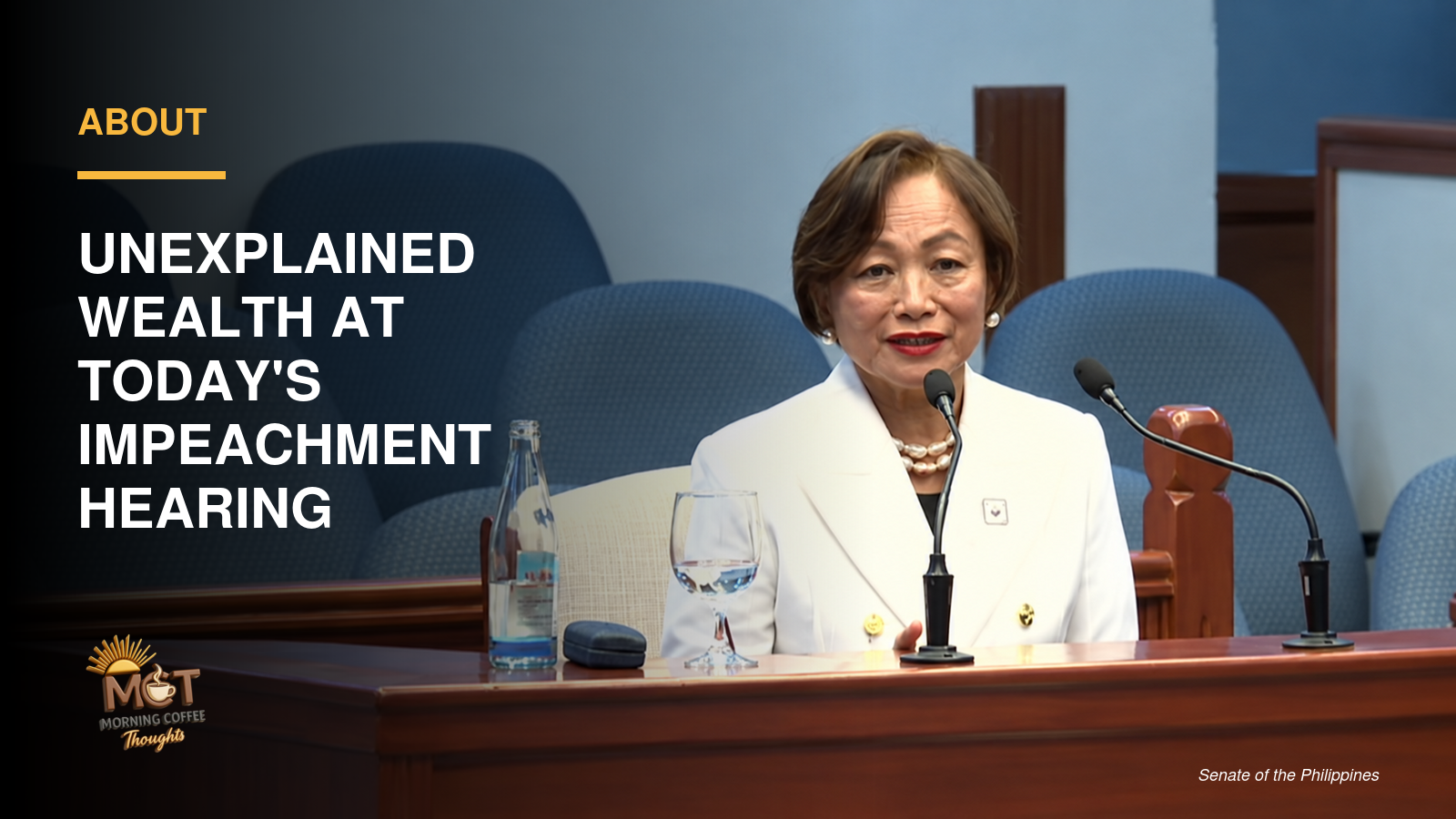 Retired Sandiganbayan Presiding Justice Amparo Cabotaje-Tang at the Senate witness table during the September 14, 2026 impeachment hearing.