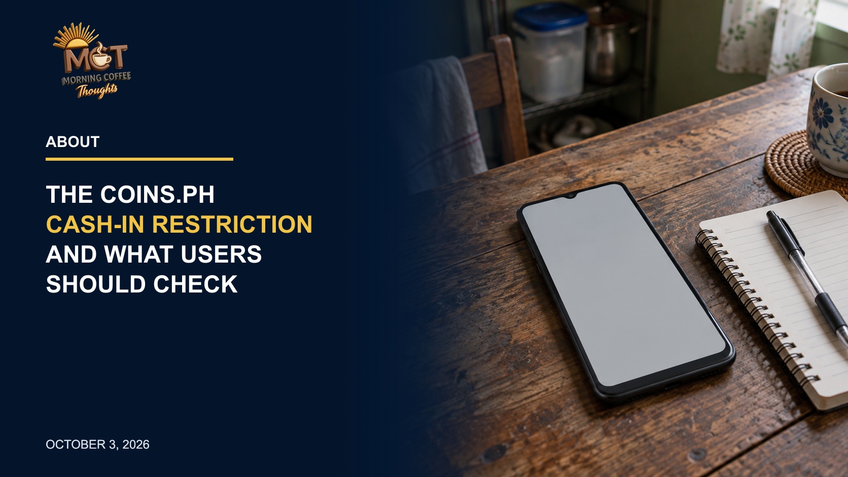 A smartphone and notebook on a worn wooden table in a modest home.