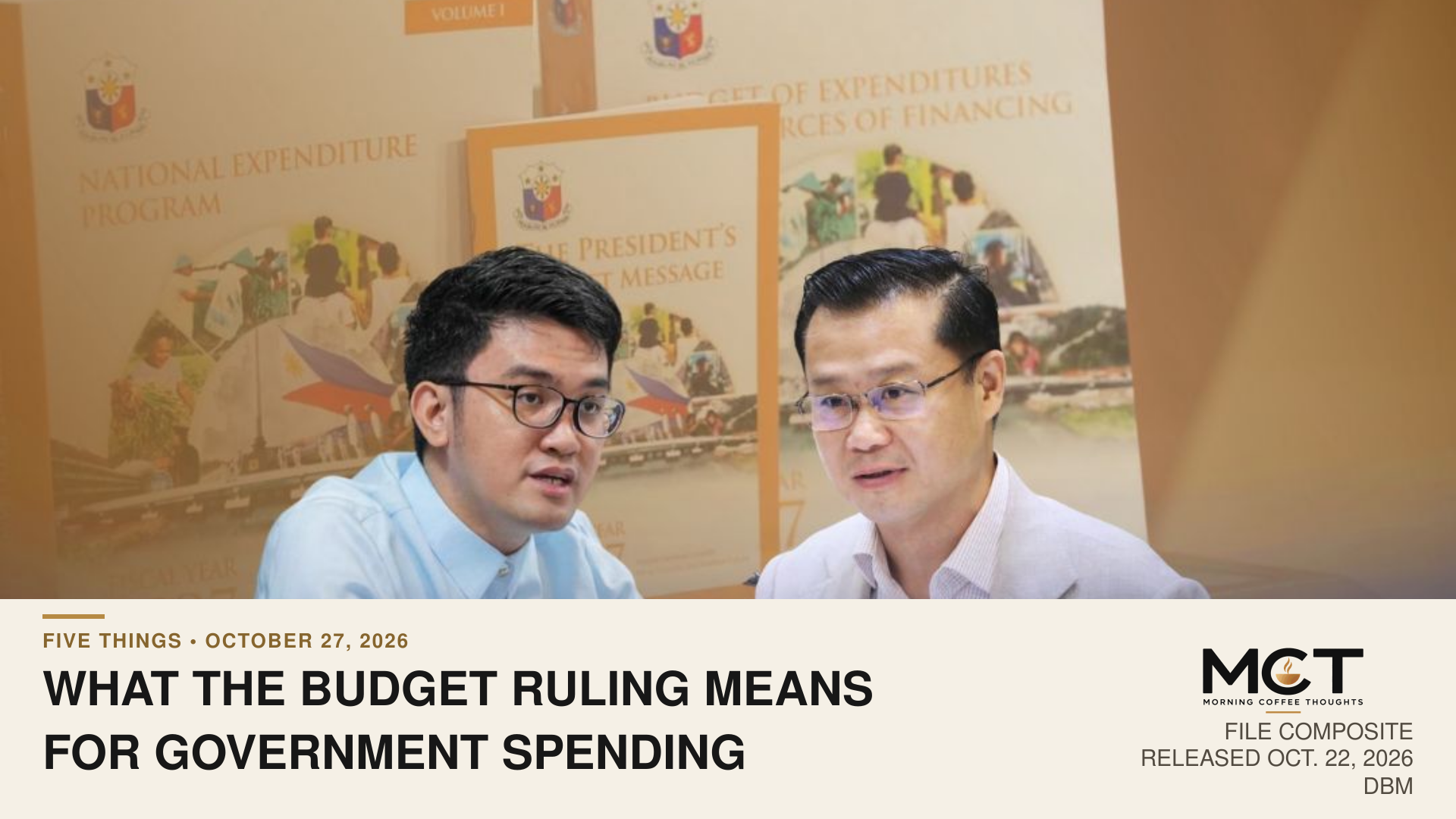 DBM photographic composite released October 22, 2026 on budget safeguards. Not a single photograph of the officials together or of the October 25 clarification.