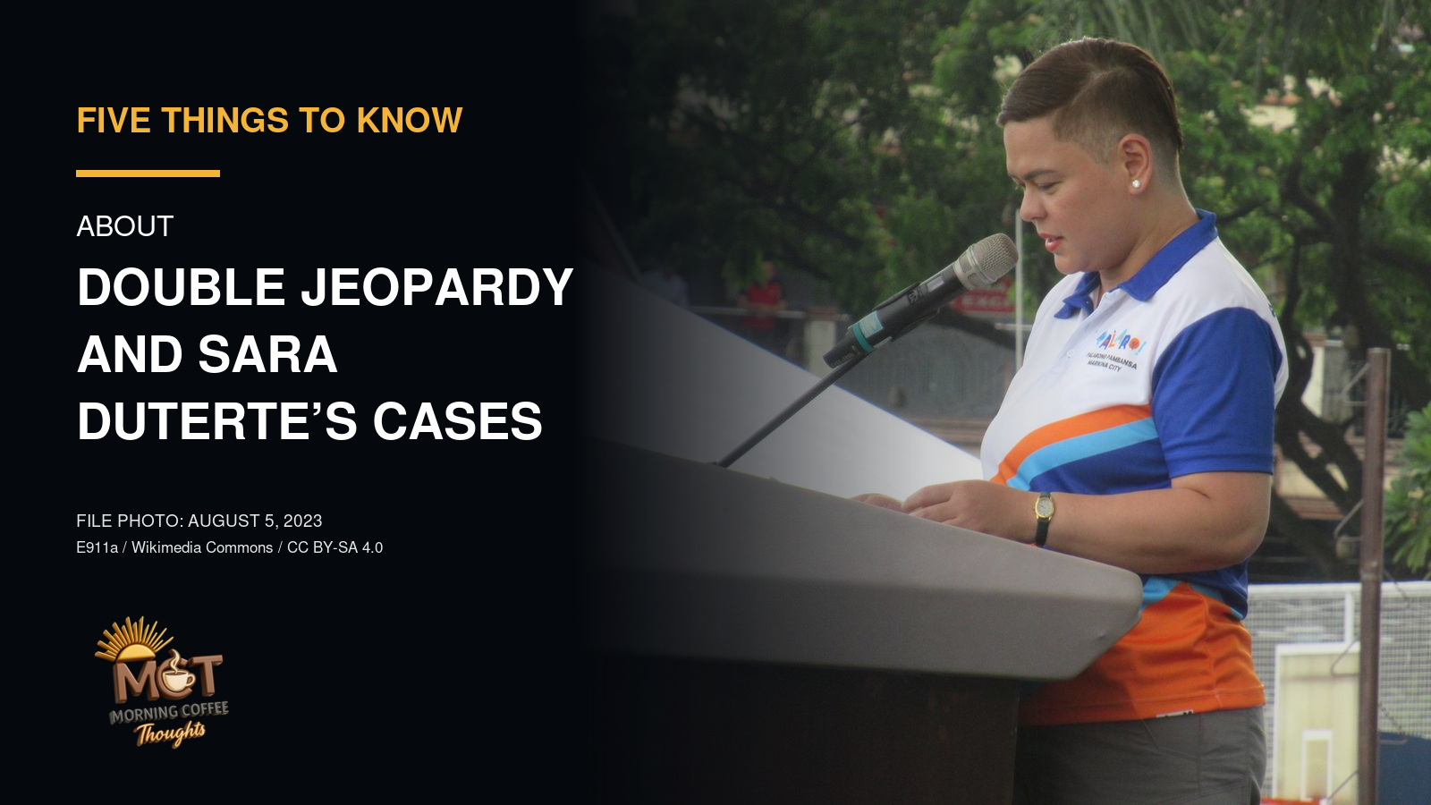 Sara Duterte speaking at the Palarong Pambansa closing ceremony on August 5, 2023. Archival photograph by E911a, not a photograph of court proceedings.