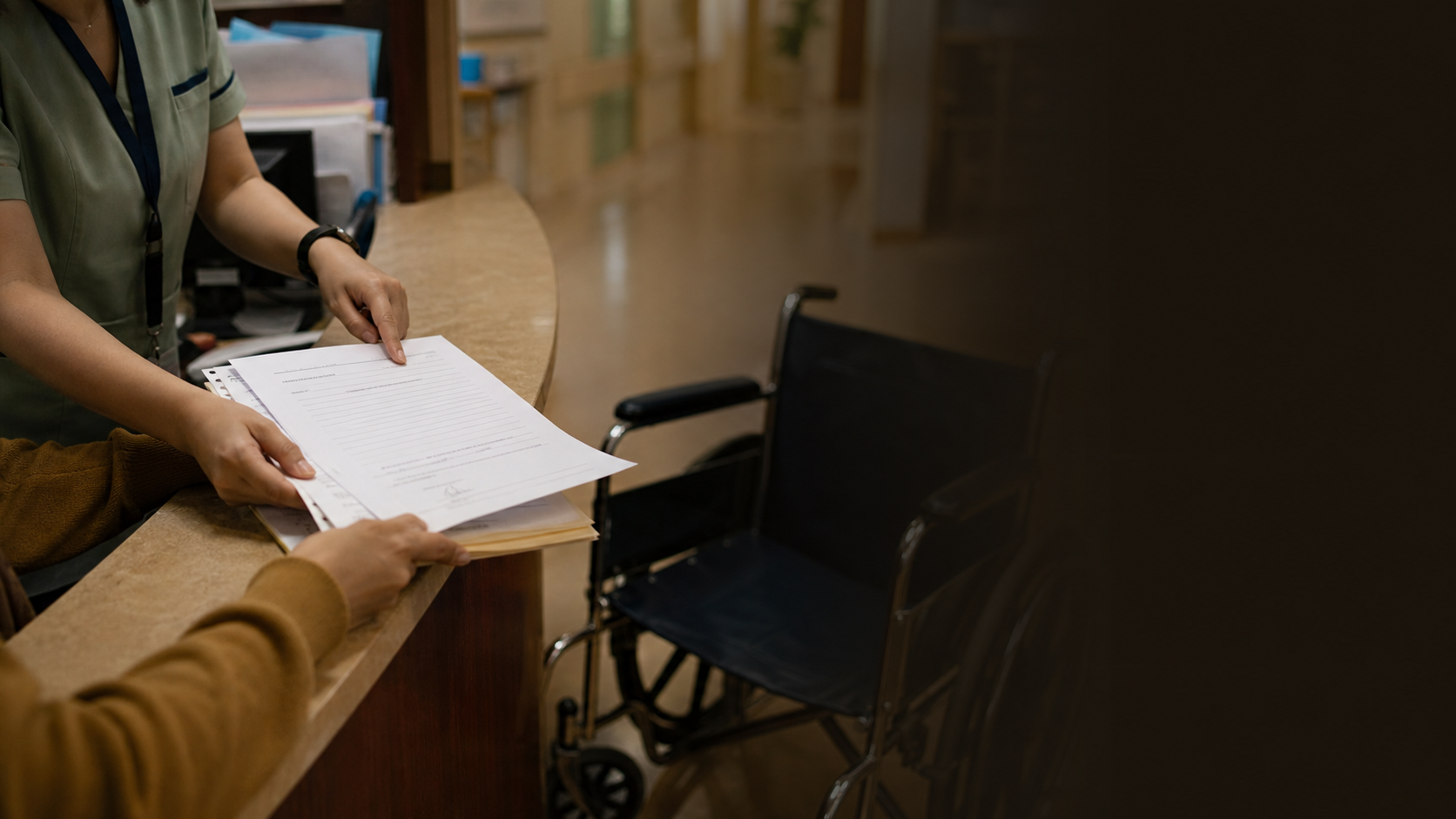 MCT explainer cover showing a Philippine hospital discharge counter, a wheelchair and discharge papers