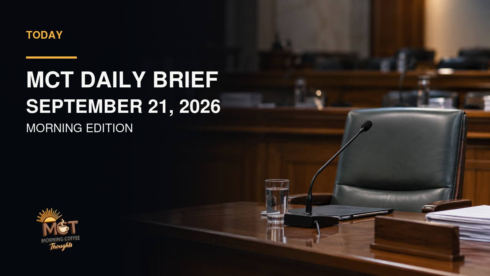 An empty witness chair and microphone in a hearing room.