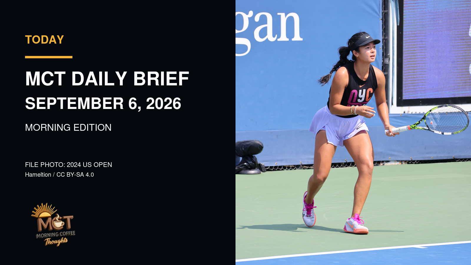 Alex Eala during practice at the 2024 US Open. File photograph by Hameltion; not a photograph of the September 6, 2026 match.
