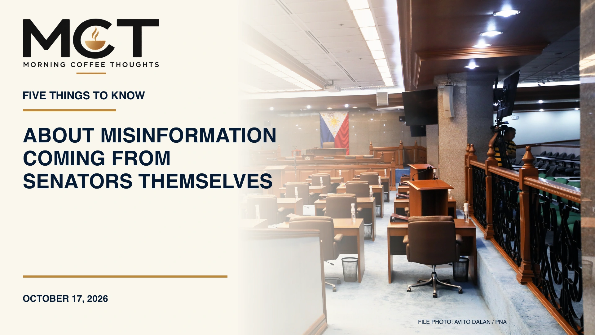 Real file photograph of the Philippine Senate session hall with MCT title and logo, photographed by Avito Dalan for PNA on May 29, 2025.