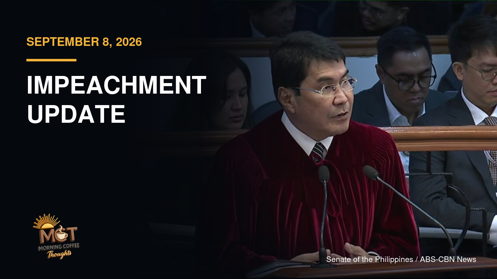 Senator-judge Erwin Tulfo speaking during the September 8, 2026 impeachment hearing.
