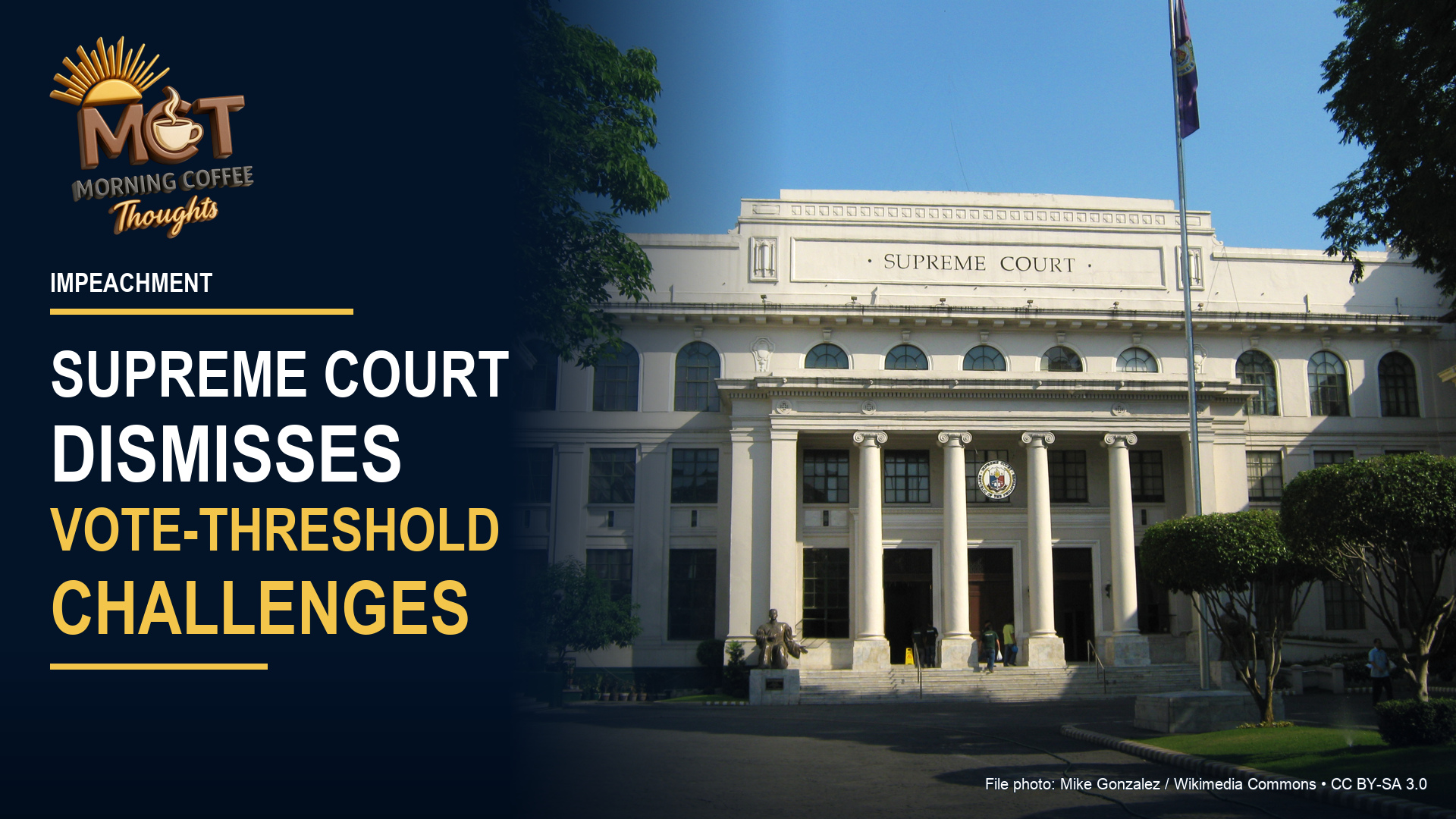 The Philippine Supreme Court building in Manila. File photograph by Mike Gonzalez, Wikimedia Commons, CC BY-SA 3.0.