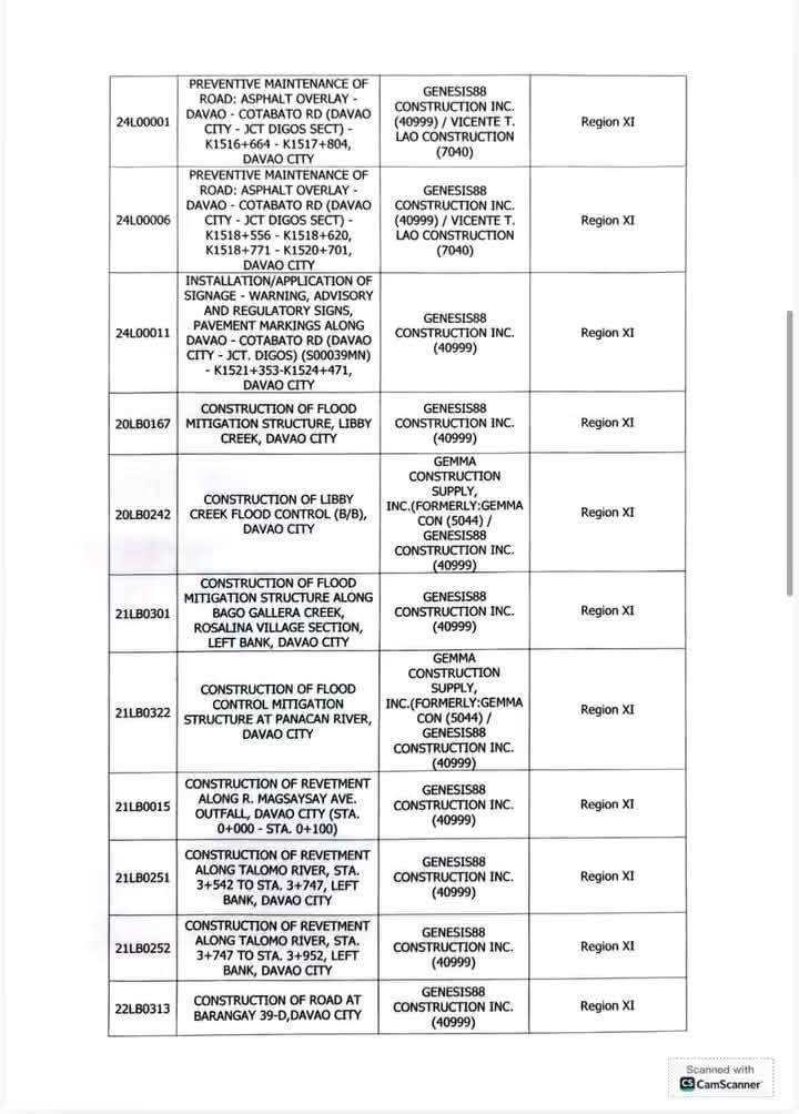 Page 4 of the NBI subpoena and Davao project records attached to the original Facebook post.