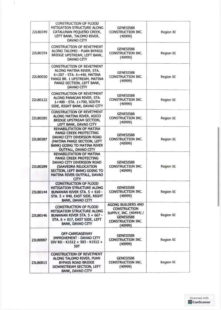 Page 5 of the NBI subpoena and Davao project records attached to the original Facebook post.